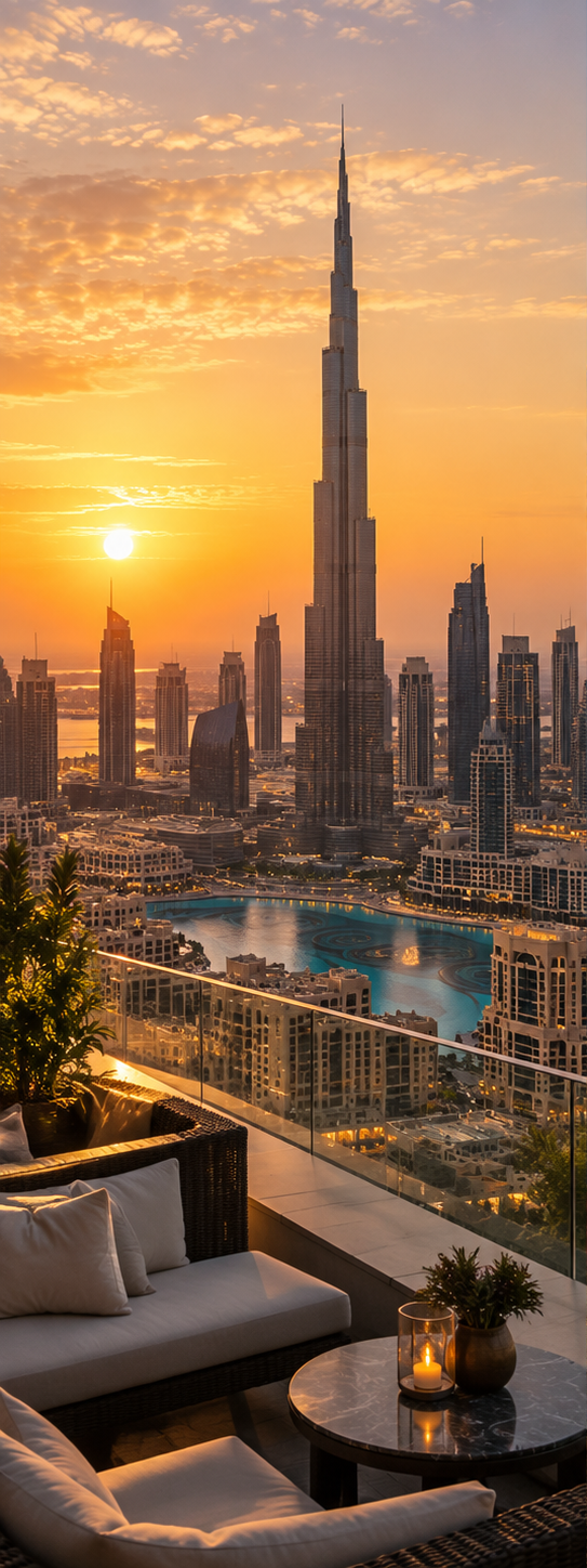 Dubai skyline at sunset